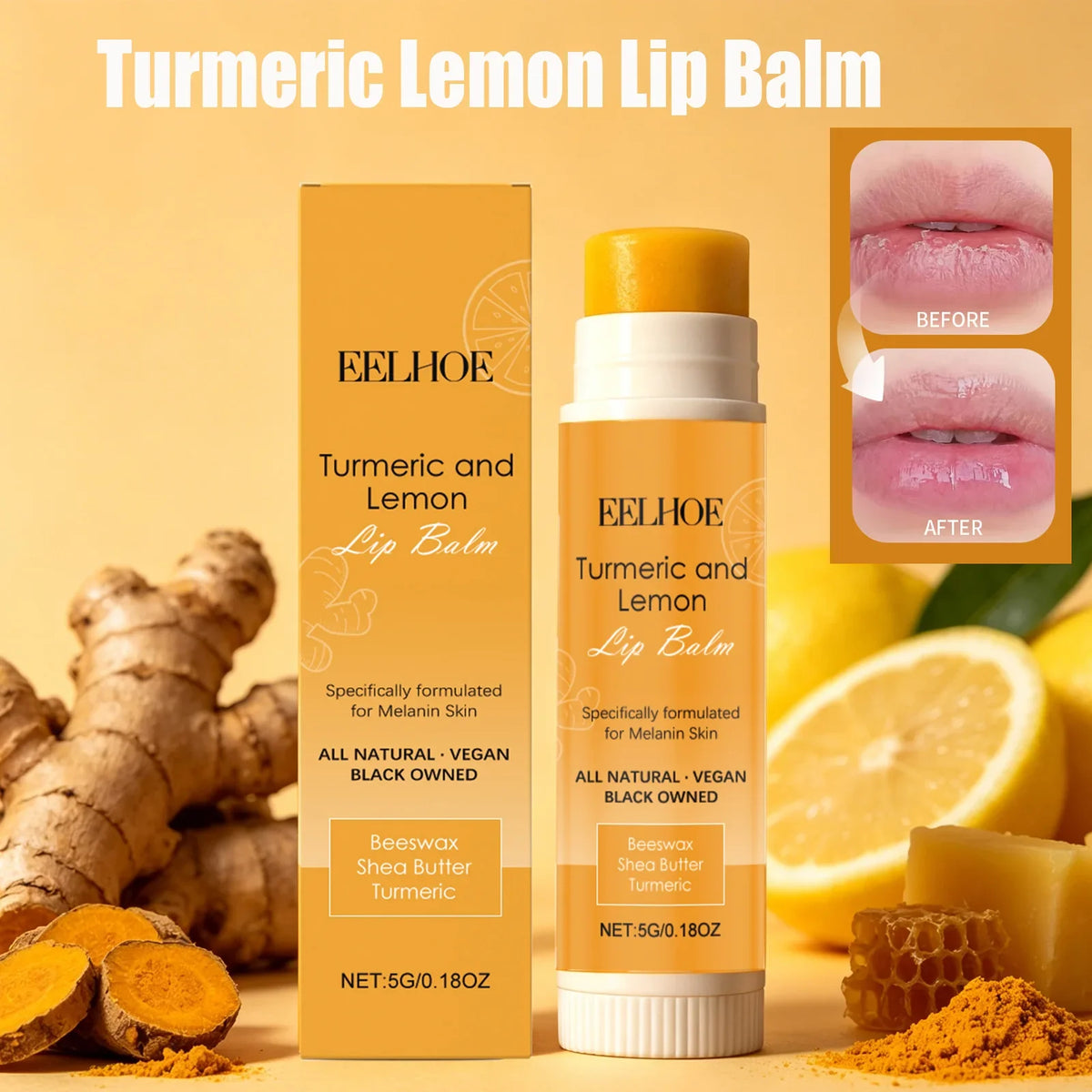 Turmeric Lemon Lip Balm – Brightening & Moisturizing | Qme Lip Balm Qme