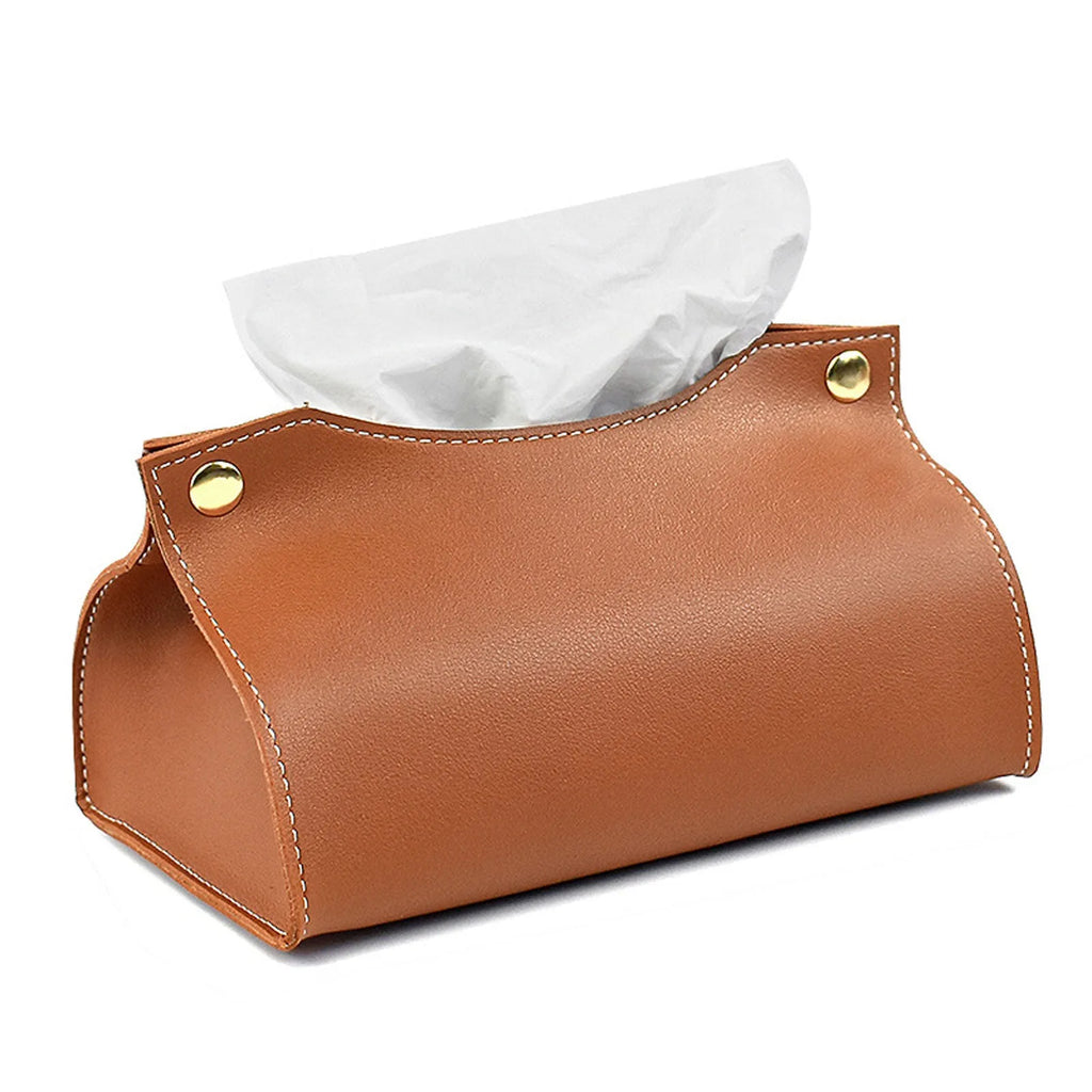 PU Leather Tissue Box Cover – Car & Home Napkin Holder Case Tissue Box Cover Qme