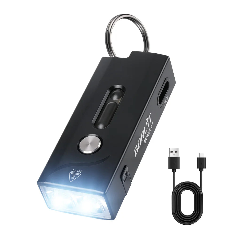BORUiT A1 Mini Keychain Flashlight 580Lm USB-C Rechargeable LED LED Keychain Flashlight Qst A1 Li-Polymer Battery