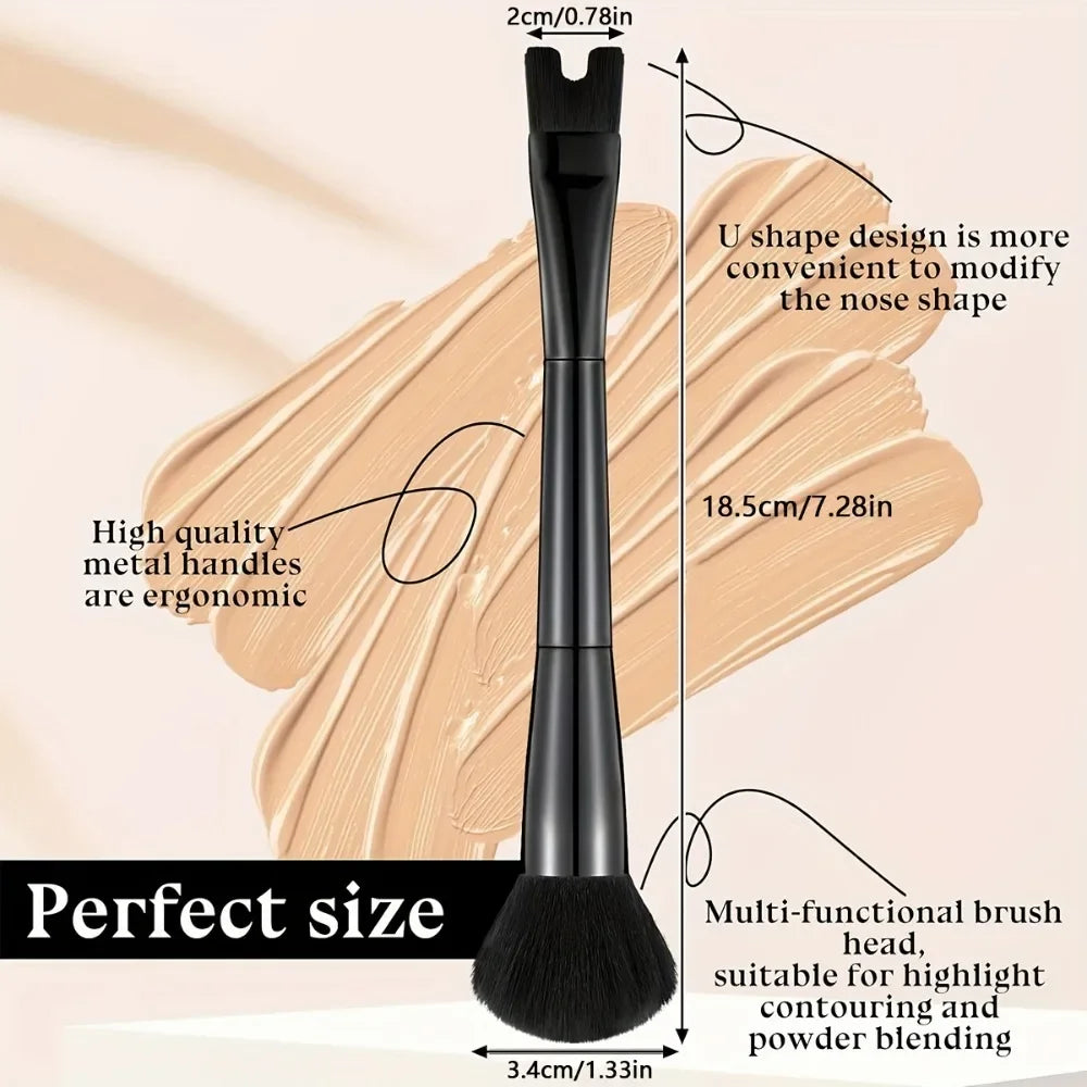 U-Shape Nose Contour Brush – Soft Synthetic Fiber Precision Contour Makeup Brush Qme