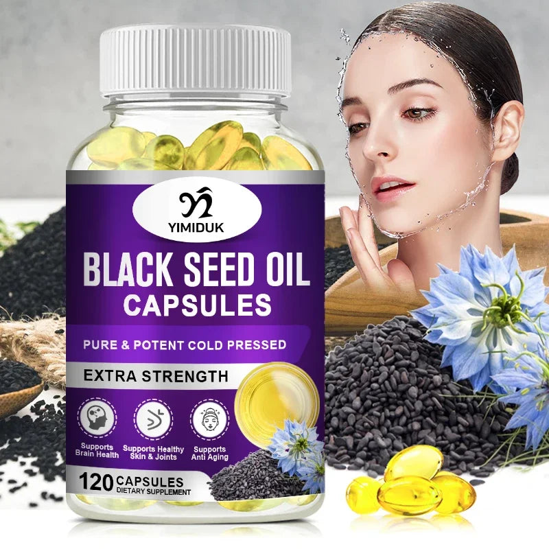 Yimiduk Black Seed Oil Capsules 120ct – GMP Certified, USA Black Seed Oil Supplement Qst