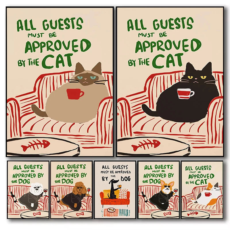 Funny Cat Approval Canvas Poster | Pet Lover Wall Art Canvas Wall Poster Qst