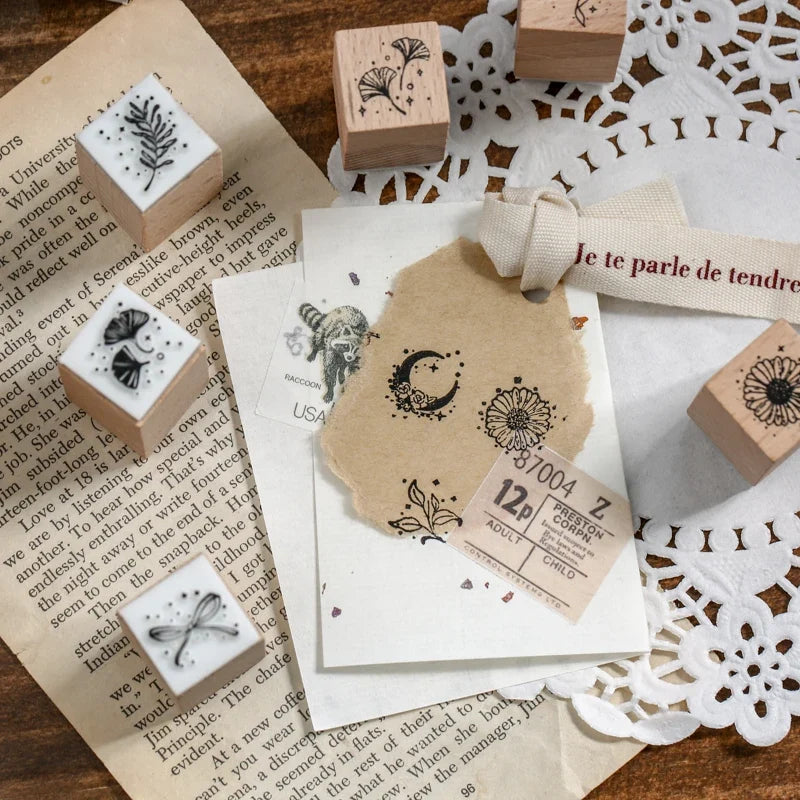 Forest Floral Wooden Stamp Box Set 16pc – Journals & Cards Wooden Stamp Set Qme