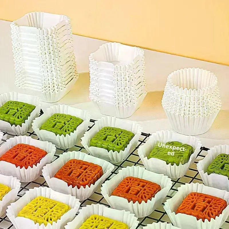100 Pcs Square Oil-Proof Paper Liner Cups | Baking Tray Holders Baking Paper Liners Qme