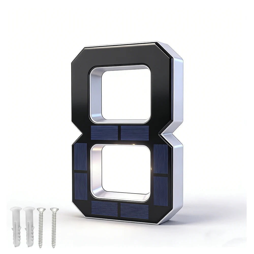 Solar LED House Number Light – Auto Sensor, Waterproof Sign Solar Address Light Qst 12CM digit 8 0-5W