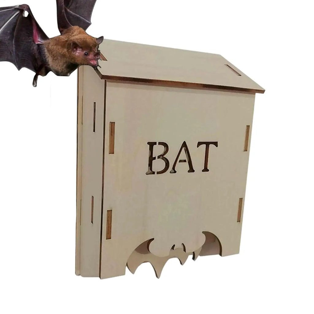 Wooden Bat House – Outdoor Wildlife Habitat for Garden & Yard Bat House Qst