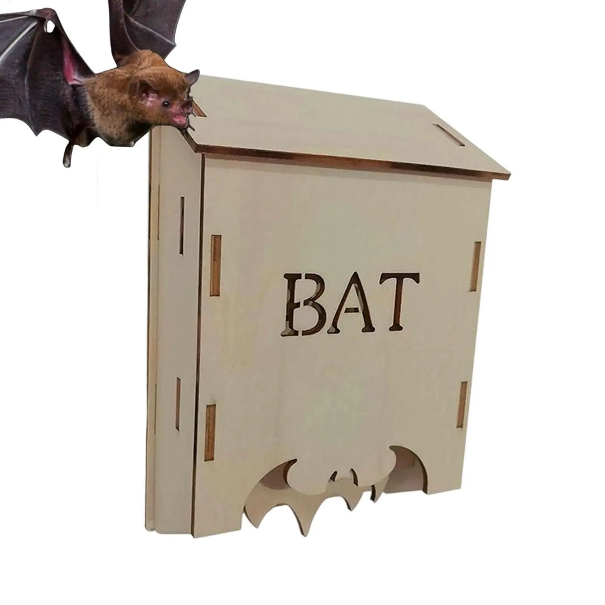 Wooden Bat House – Outdoor Wildlife Habitat for Garden & Yard Bat House Qst