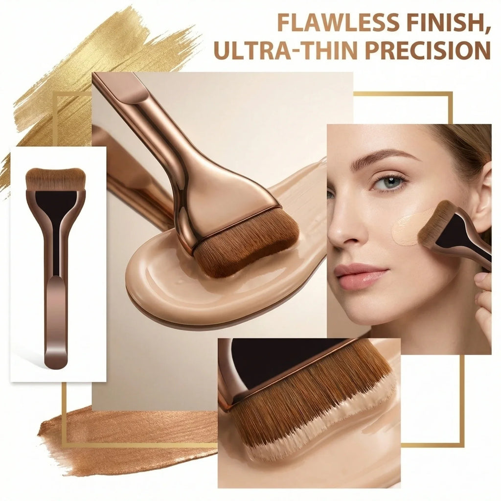 Ultra-Thin Wide-Edge Powder Foundation Brush | Soft Bristles Foundation Makeup Brush Qme Coffee