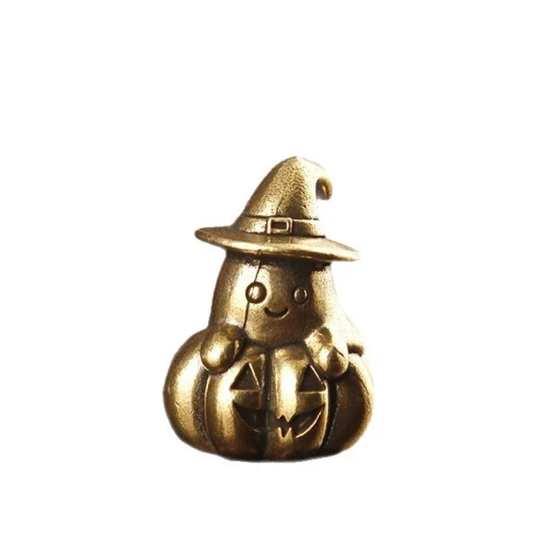 Vintage Brass Mini Ghost Pumpkin Figurine Halloween Statue Halloween Figurine Qme