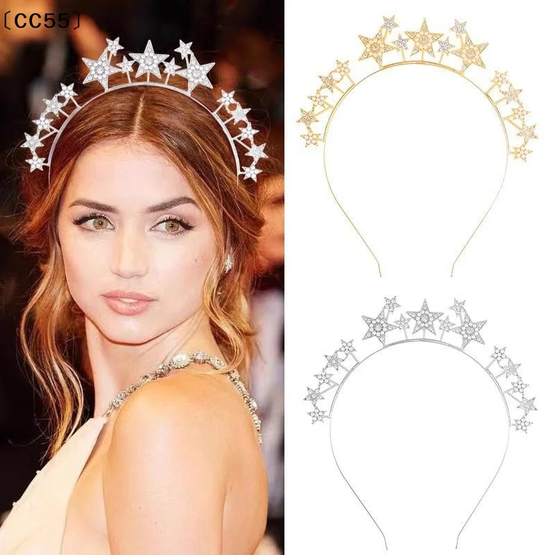 Rhinestone Pearl Star Headband – Party Festival Hair Accessory Fashion Headband Qst