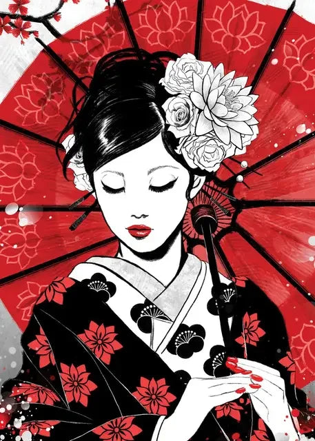 Japanese Cat Samurai Canvas Poster | Animal Wall Art Décor Canvas Wall Art Qst P4 50x70cm Unframed