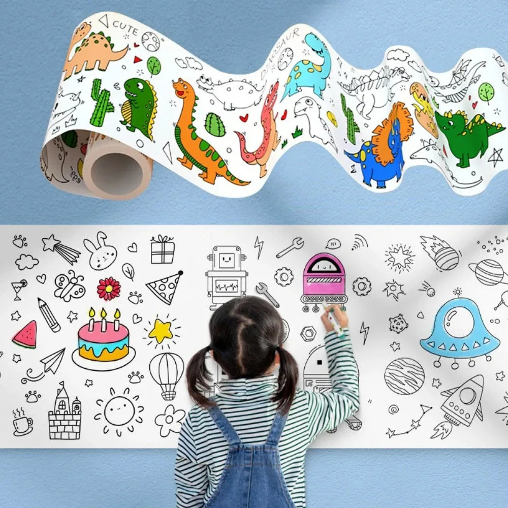 Animal Canvas Kids Coloring Drawing Roll – DIY Art Paper Kids Coloring Paper Roll Qme