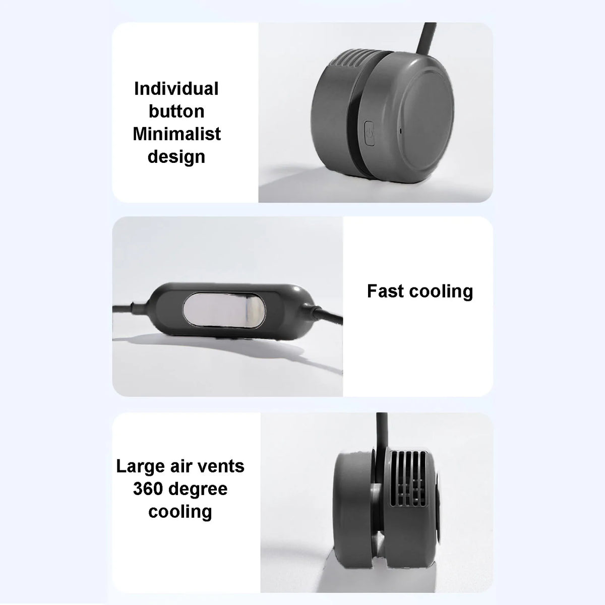 Portable Neck Fan 3-Speed Rechargeable Wearable Cooling Fan Wearable Neck Fan Qst
