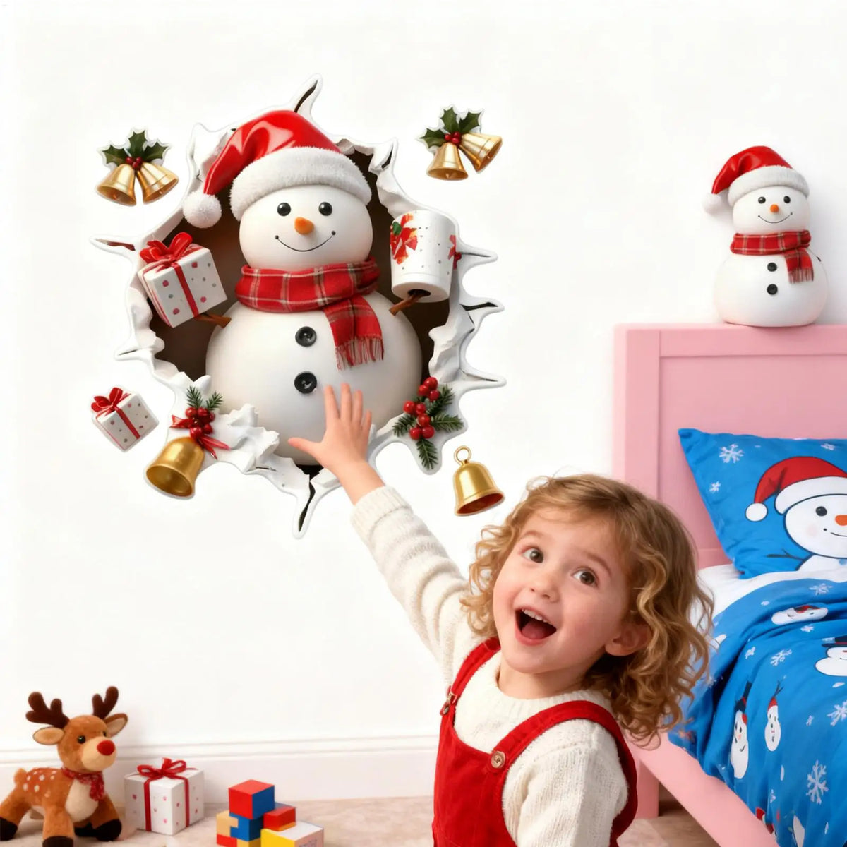 Christmas Reindeer Removable Wall Decals – Festive PVC Stickers Holiday Wall Decals Qme