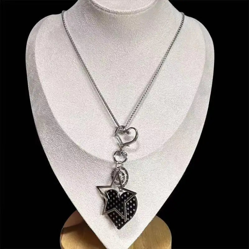 Y2K Polka Dot Star Treble Clef Charm Necklace | Shell Pendant Charm Necklace Qme
