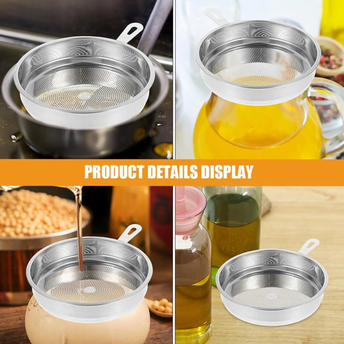 Stainless Steel Frying Oil Filter Mesh Strainer | Kitchen Sieve Mesh Oil Filter Strainer Qme