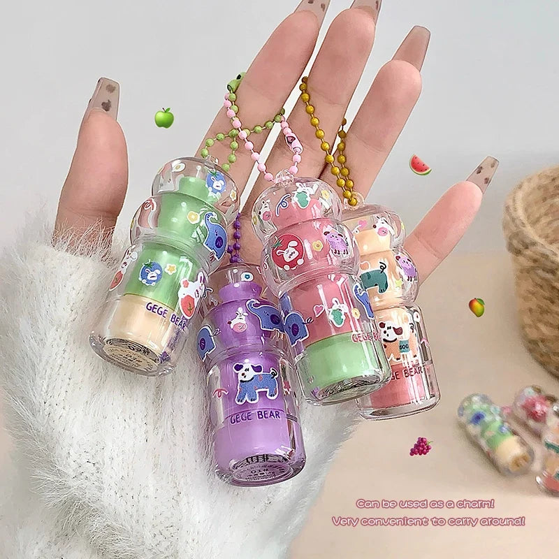 Gege Bear Fruit-Flavored Hydrating Lip Balm Keychain Pendant Hydrating Lip Balm Qme