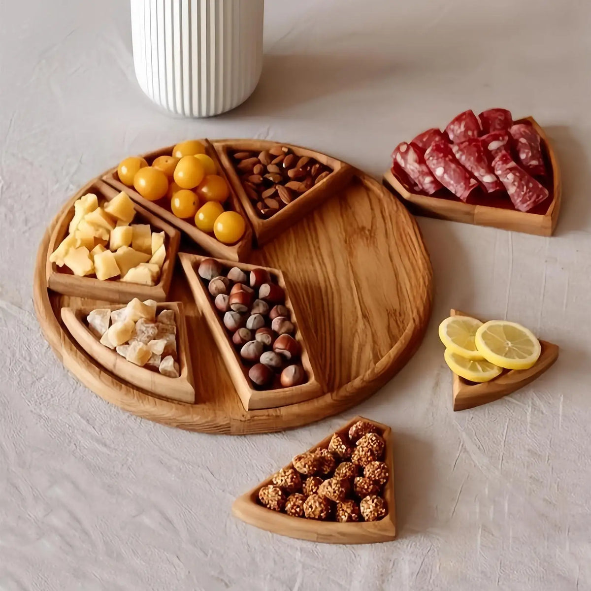 Wooden Divided Puzzle Serving Tray | Party Platter & Snack Board Wooden Serving Tray Qme