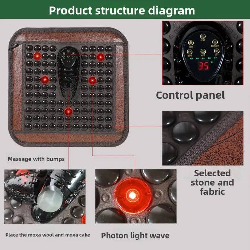 Tourmaline Heating Seat Cushion – Vibrating Massage Chair Pad Heating Massage Cushion Qst
