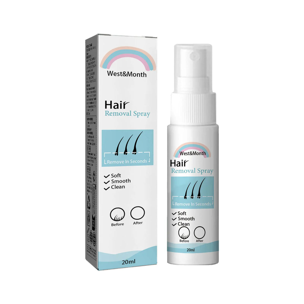 Natural Hair Removal Spray & Growth Inhibitor | Body Depilatory Spray Qme 20ml Boxed