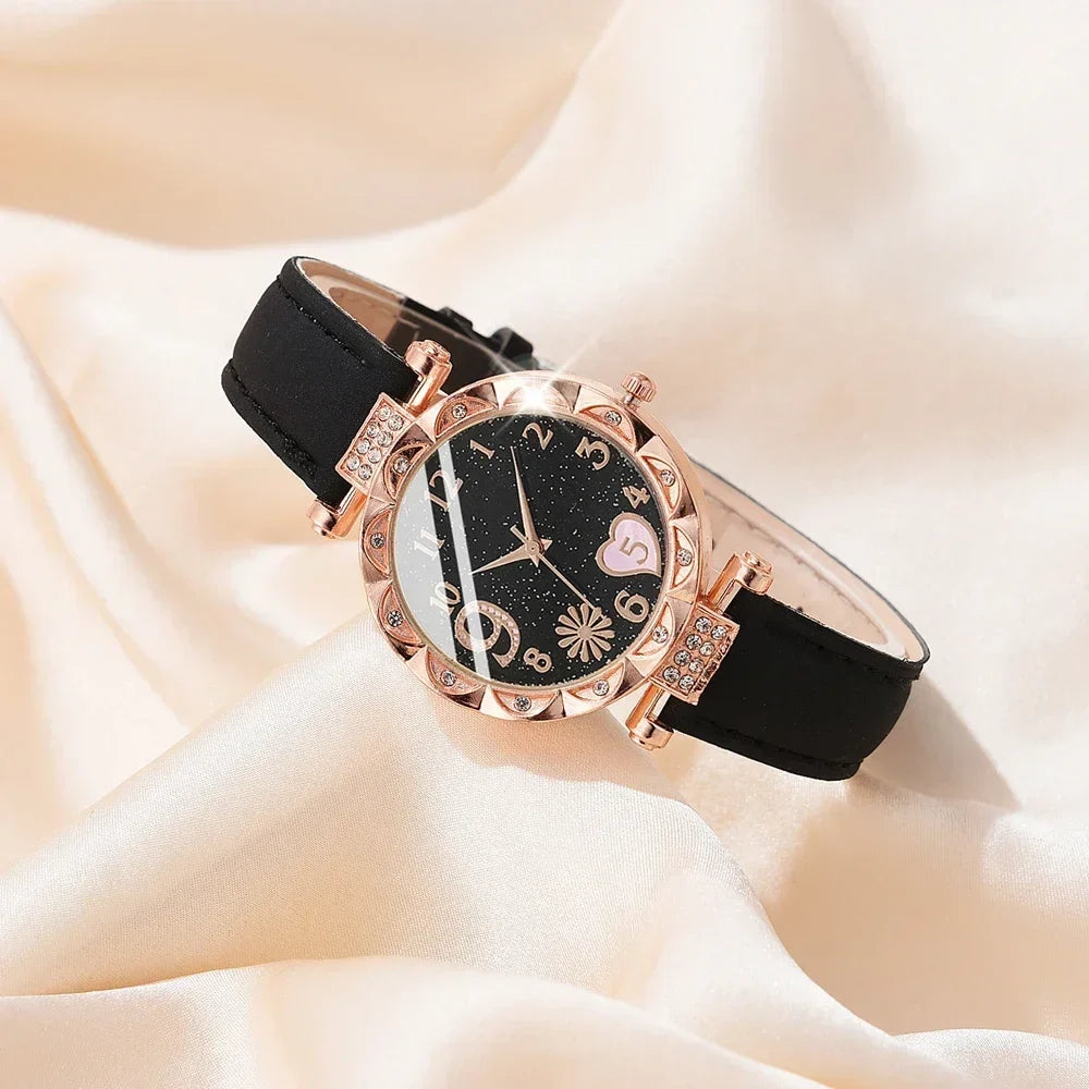 Women's Analog Quartz Watch & Leather Bracelet Set – 9 Colors Watch & Bracelet Set Qme