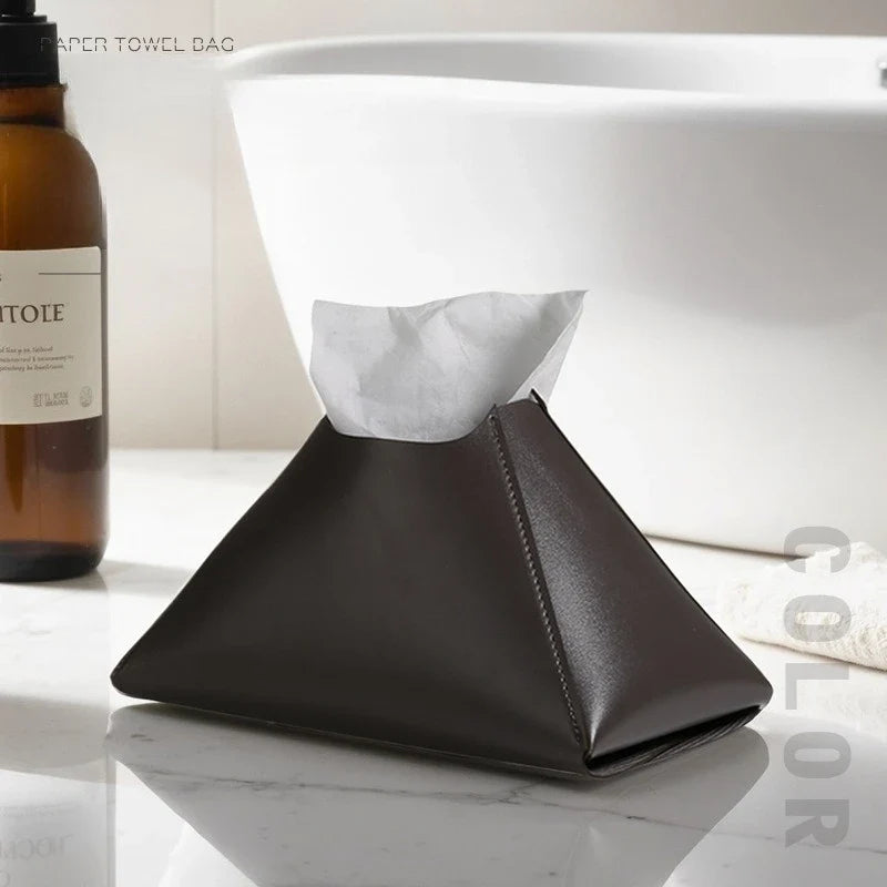 Nordic Leather Tissue Box Cover | Desktop Tissue Dispenser Tissue Box Cover Qme