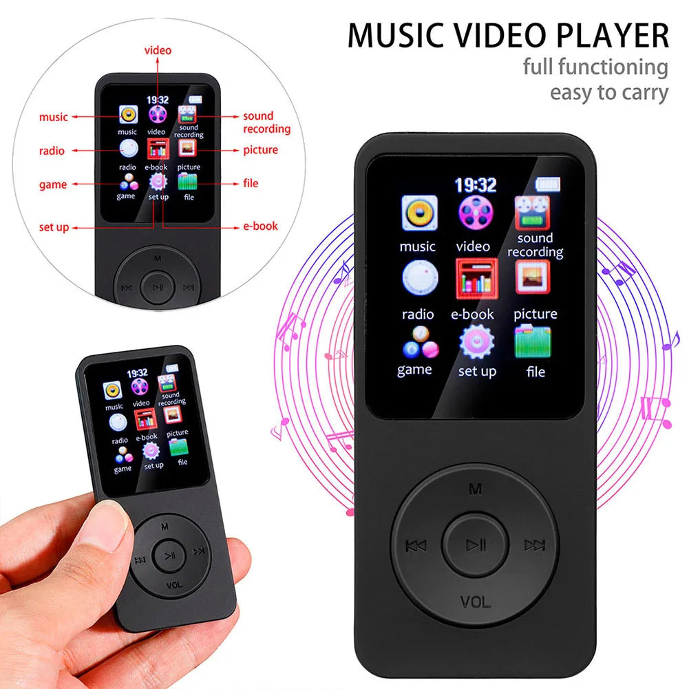 MP3 MP4 Player Bluetooth 5.0, FM Radio, E-Book | 1.8" Screen Portable Media Player Qme