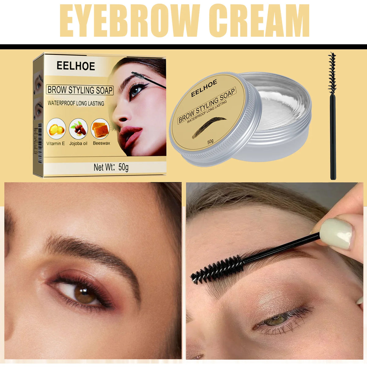 Eelhoe Clear Brow Gel – Smudge-Proof 3D Eyebrow Shaper Eyebrow Setting Gel Qst