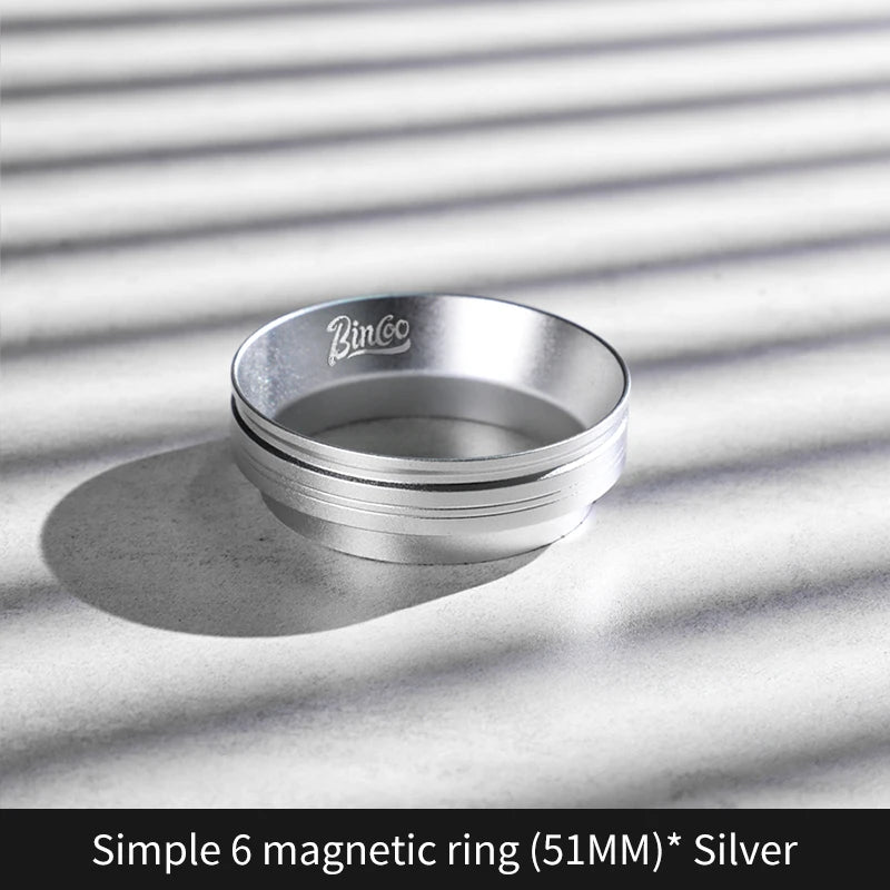 Bincoo Magnetic Dosing Ring Anti-Static Funnel 51/58mm Espresso Dosing Ring Qst Silver 51mm