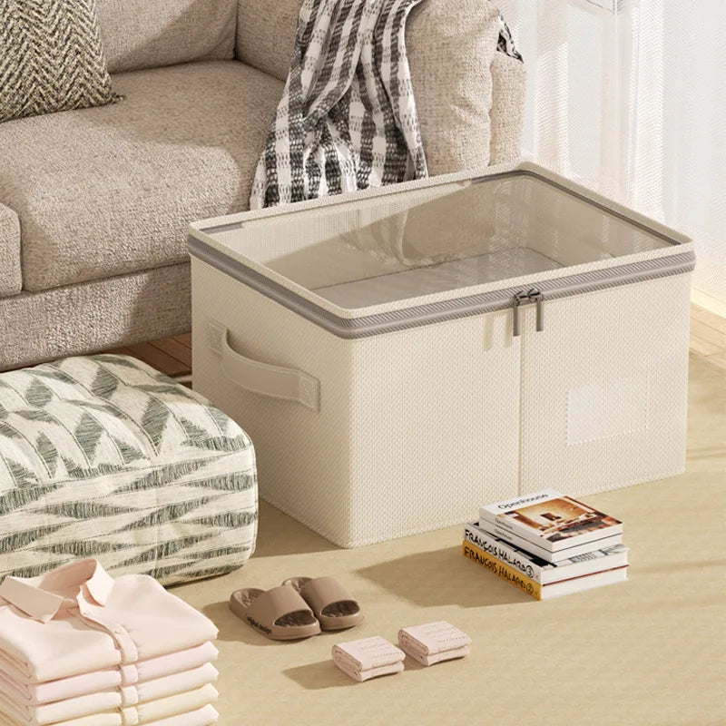 Foldable Cotton Linen Storage Bag – Portable Clothes Organizer Foldable Storage Bag Qme