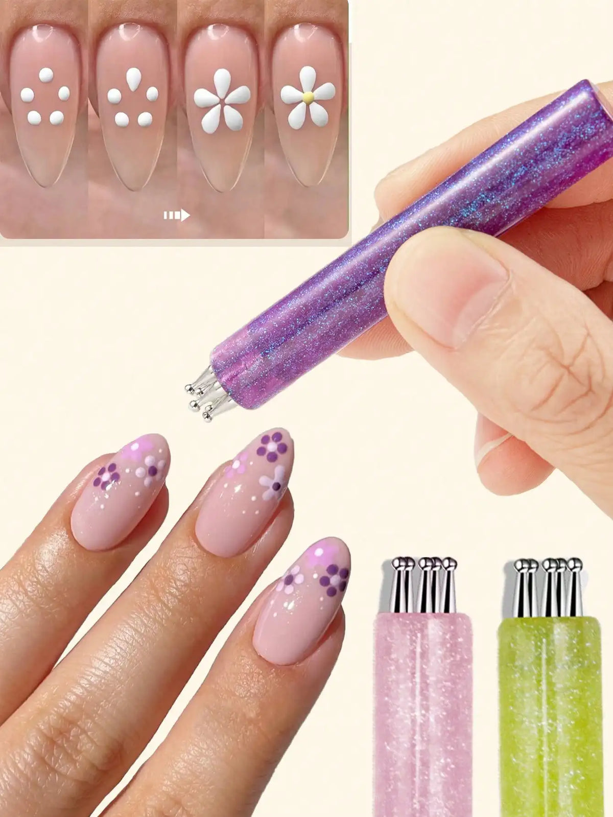 Flower Dotting Nail Art Pen – Floral Nail Designs Tool Nail Art Tool Qme