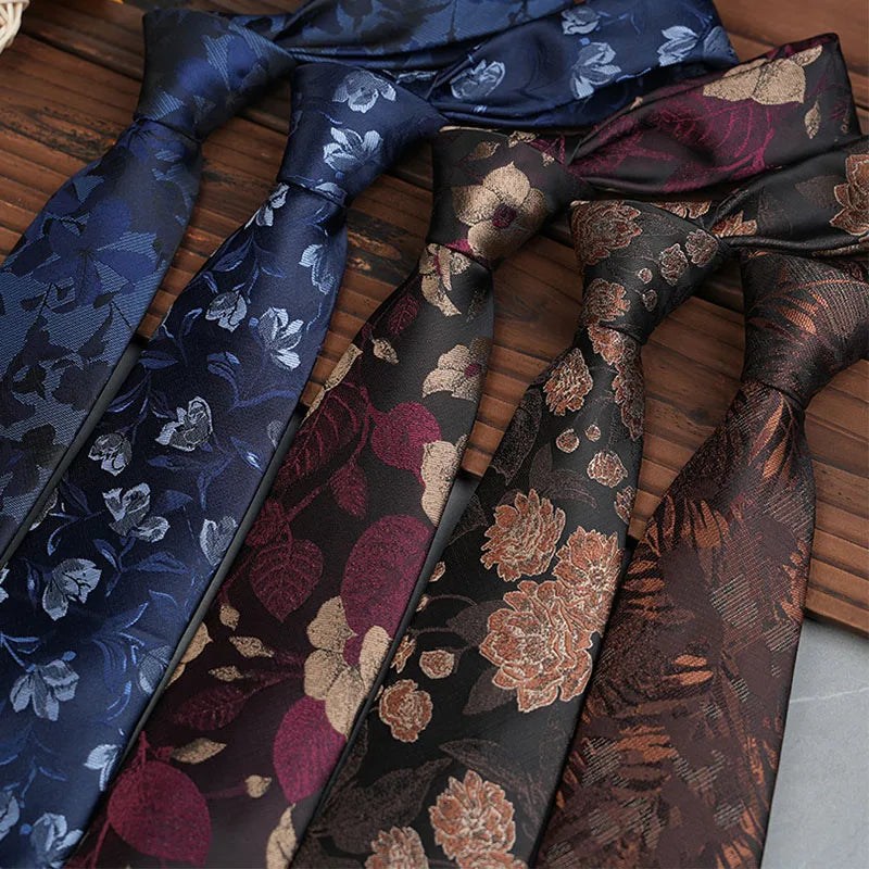Men's Jacquard Dot Floral Necktie | Polyester Suit Tie 7 Colors Jacquard Necktie Qme