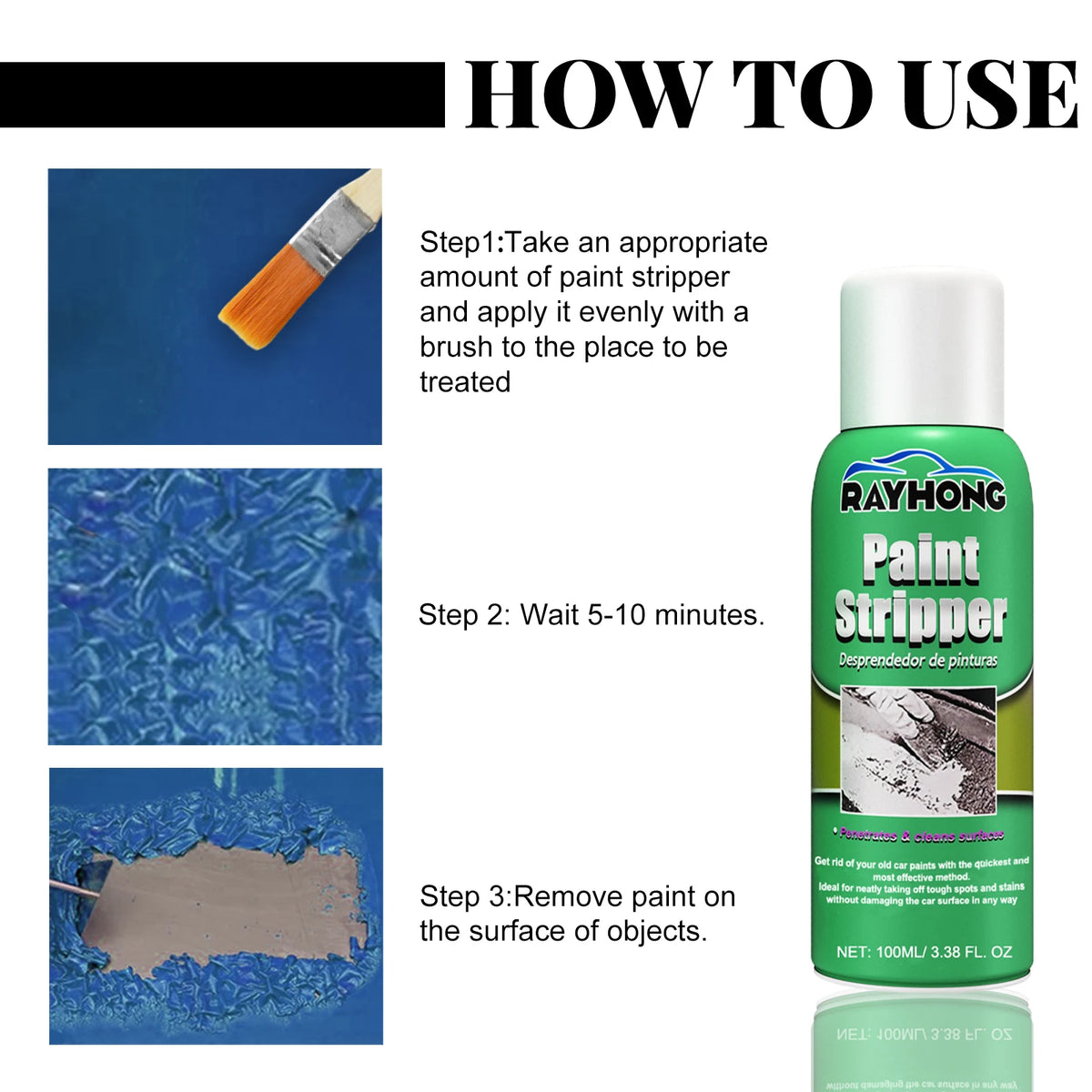 Rayhong Paint Stripper Kit – Car Wheel Hub & Metal Surfaces Automotive Paint Stripper Qst