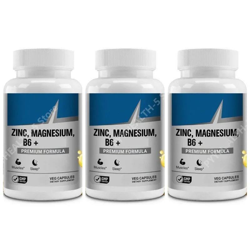 Zinc Magnesium Vitamin B6 Capsules – 60ct Daily Supplement Vitamin Supplement Qst 180 Count(Pack of 3)