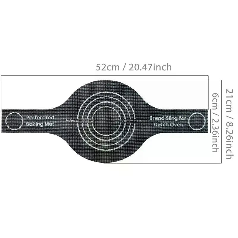 Perforated Silicone Bread Sling for Dutch Oven – Long Handle Silicone Bread Sling Qme