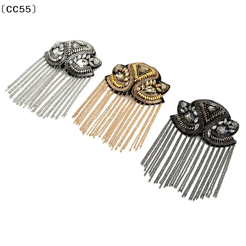 Tassel Epaulette Brooch Pin – Bead Chain Shoulder Jewelry Shoulder Brooch Pin Qst