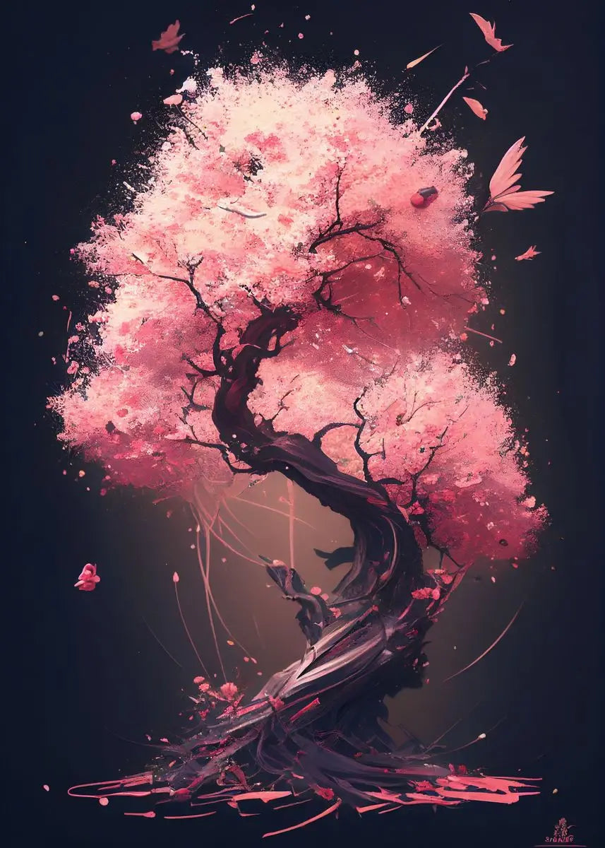 Japanese Sakura Cherry Blossom Canvas Wall Art – Pink Watercolor Canvas Wall Art Qst F 20X30cm No Framed