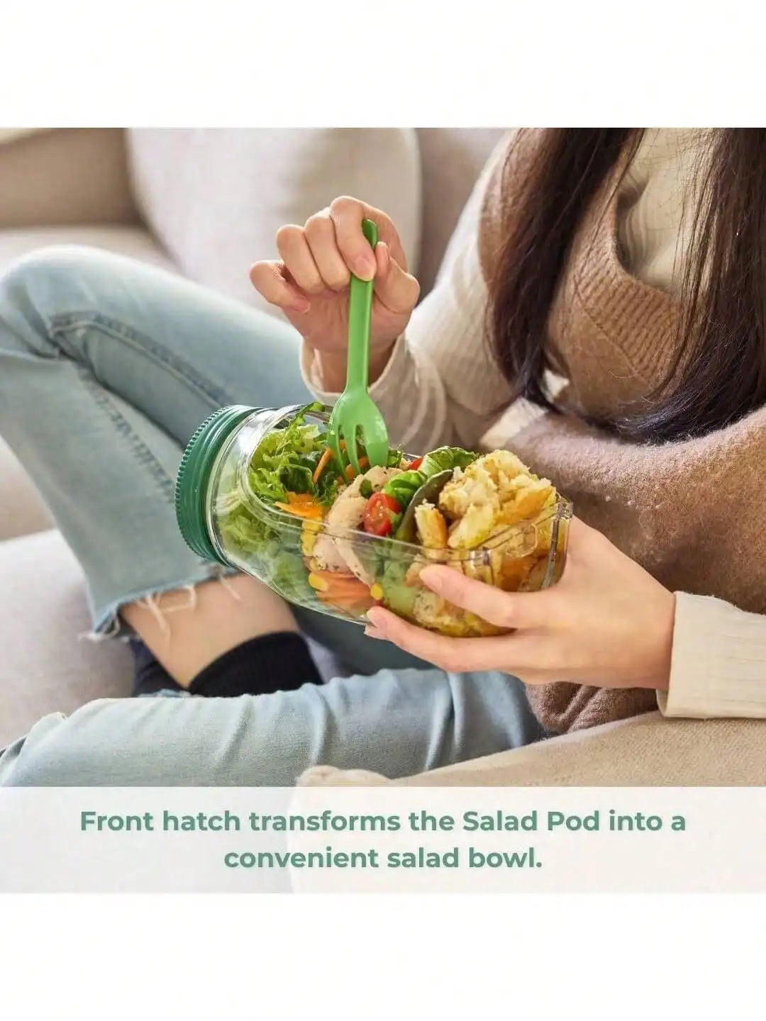 Leak-Proof Salad Box Side Opening Portable Layered Container Food Storage Container Qme
