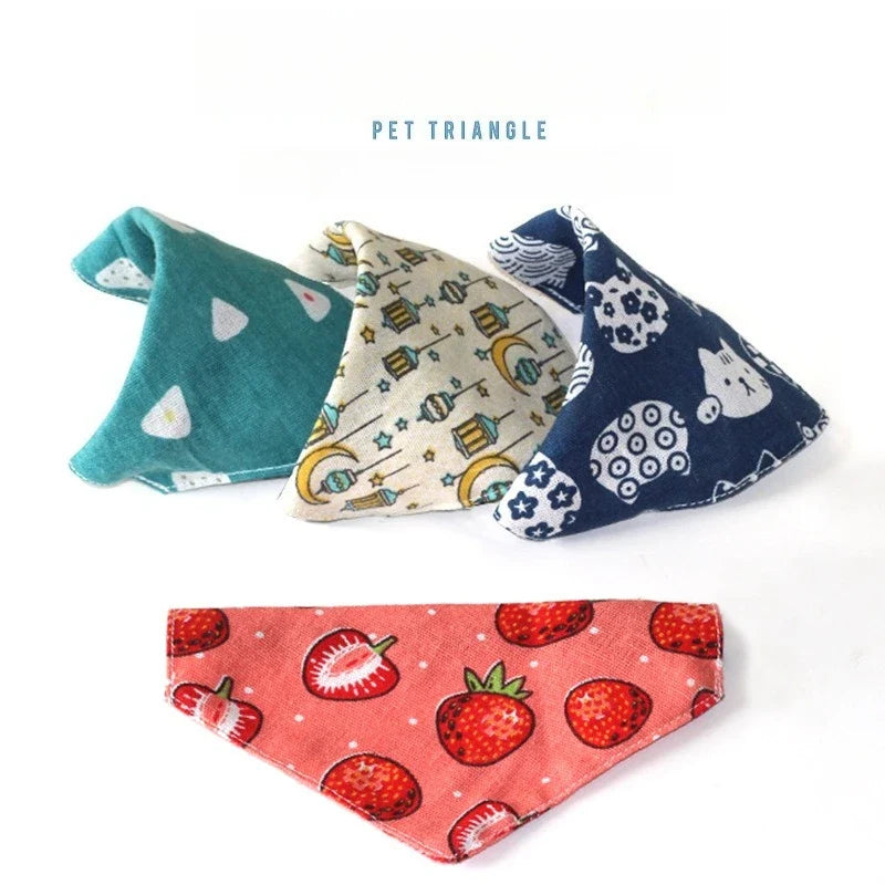 Triangle Pet Drool Bib | Collar-Free Water-Absorbing Linen Pet Drool Bib Qme