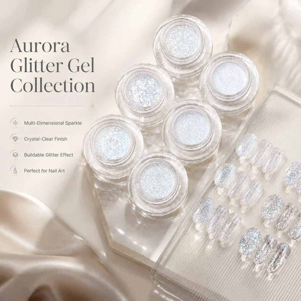 Aurora White Iridescent Nail Glitter Ice Crystal Sequins Nail Art Glitter Qme