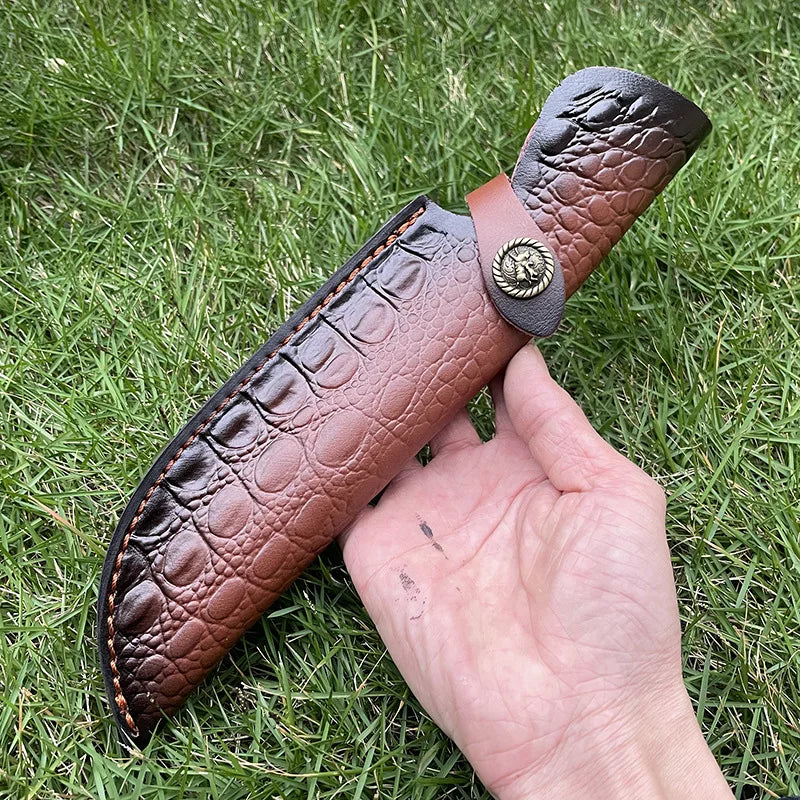 28cm Embossed Leather Knife Scabbard – Fixed Blade Belt Sheath Knife Sheath Qst