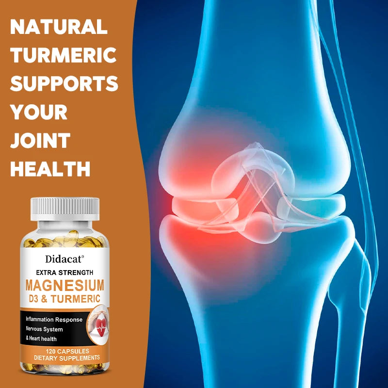 Calcium Magnesium Vitamin D3 & Turmeric Capsules – 60ct Vitamin Supplement Qst