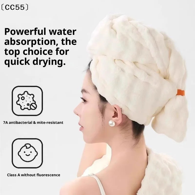 Super Absorbent Quick-Dry Hair Cap – Thickened Towel Wrap Hair Drying Cap Qst
