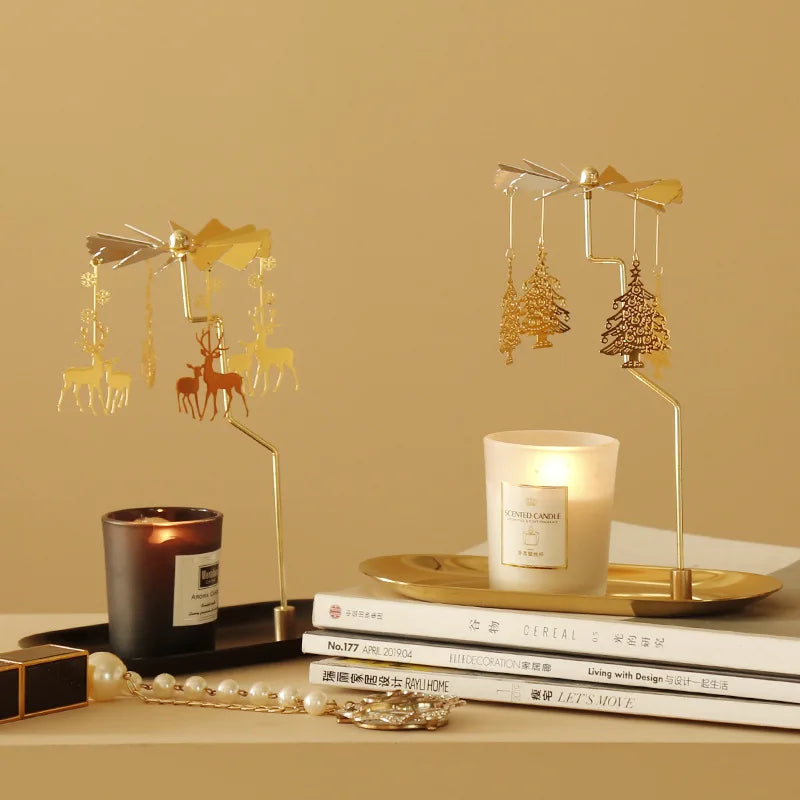 Rotating Horse Carousel Candlestick Lamp | 10 Colors | Iron Rotating Candle Holder Qme