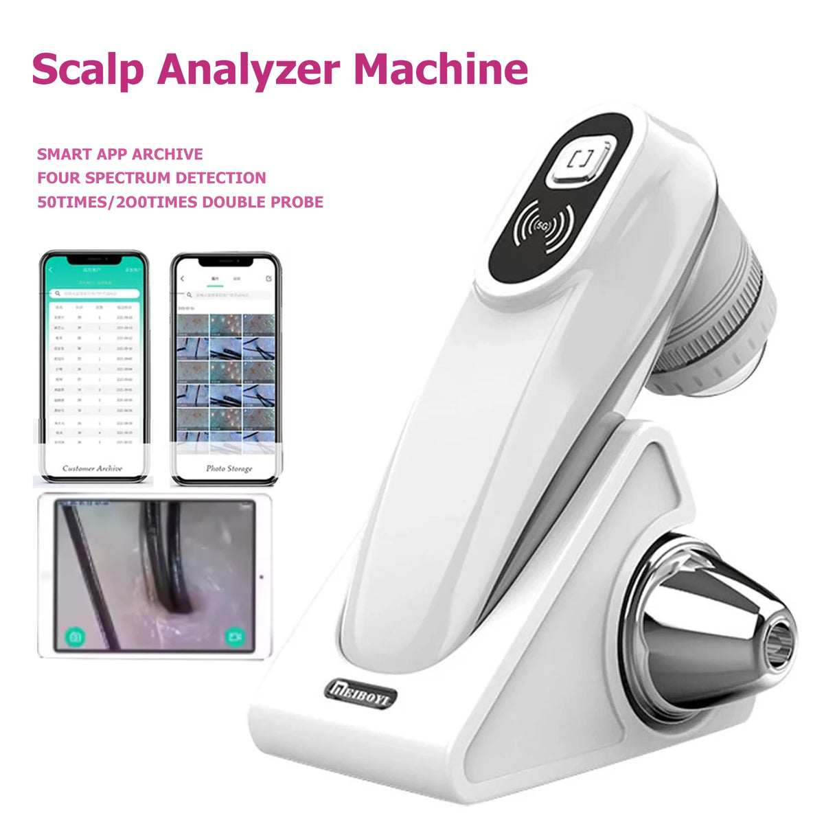 WiFi 5G HD Scalp & Hair Follicle Analyzer 50X/200X UV Skin Scanner Scalp & Skin Analyzer Qst