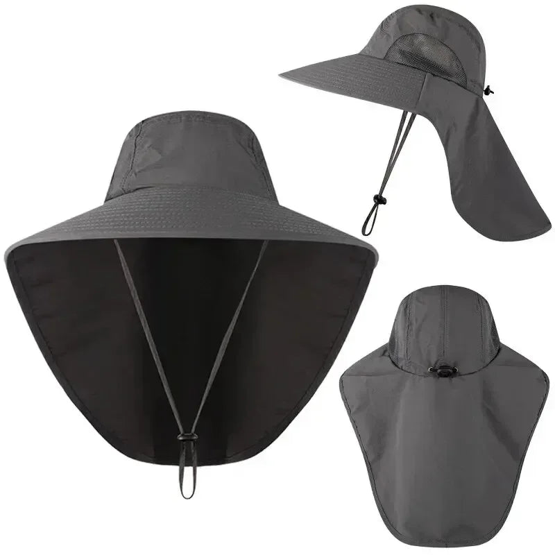 Wide Brim Sun Hat with Neck Flap – Unisex Outdoor Cap Wide Brim Sun Hat Qme