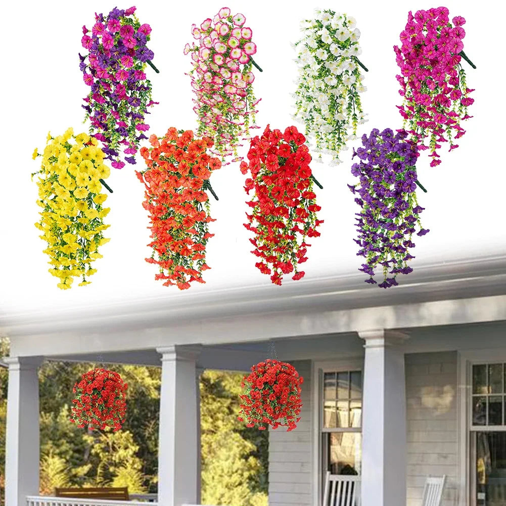 Artificial Morning Glory Hanging Flowers UV Resistant 75cm Artificial Hanging Flowers Qme