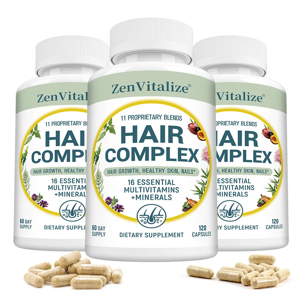 Hair Growth Supplement – Biotin, Vitamins A B C D E, Zinc & Iron 120ct Hair Growth Supplement Qst 120 count-3 bottle