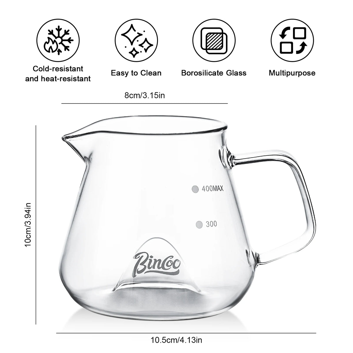 Bincoo Heat-Resistant Glass Coffee Server Large Carafe Glass Coffee Carafe Qst