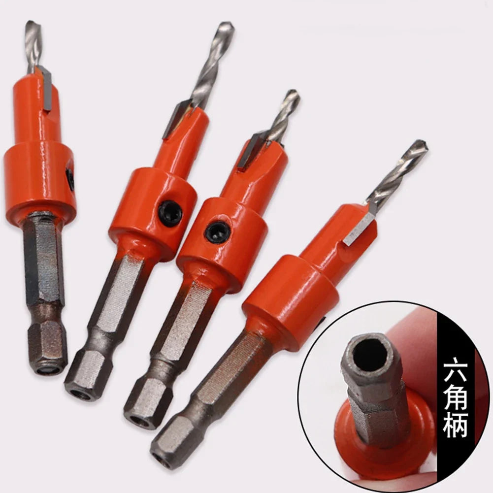 1/4" Hex Shank Countersink Drill Bit Set for Woodworking Countersink Drill Bit Qme
